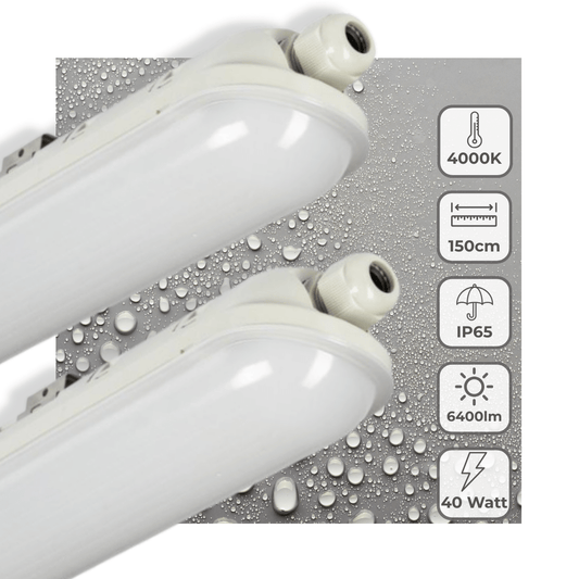 2 PACK - LED's Light Pro Premium LED TL armatuur compleet 150 cm - Waterdicht - 6400 lm