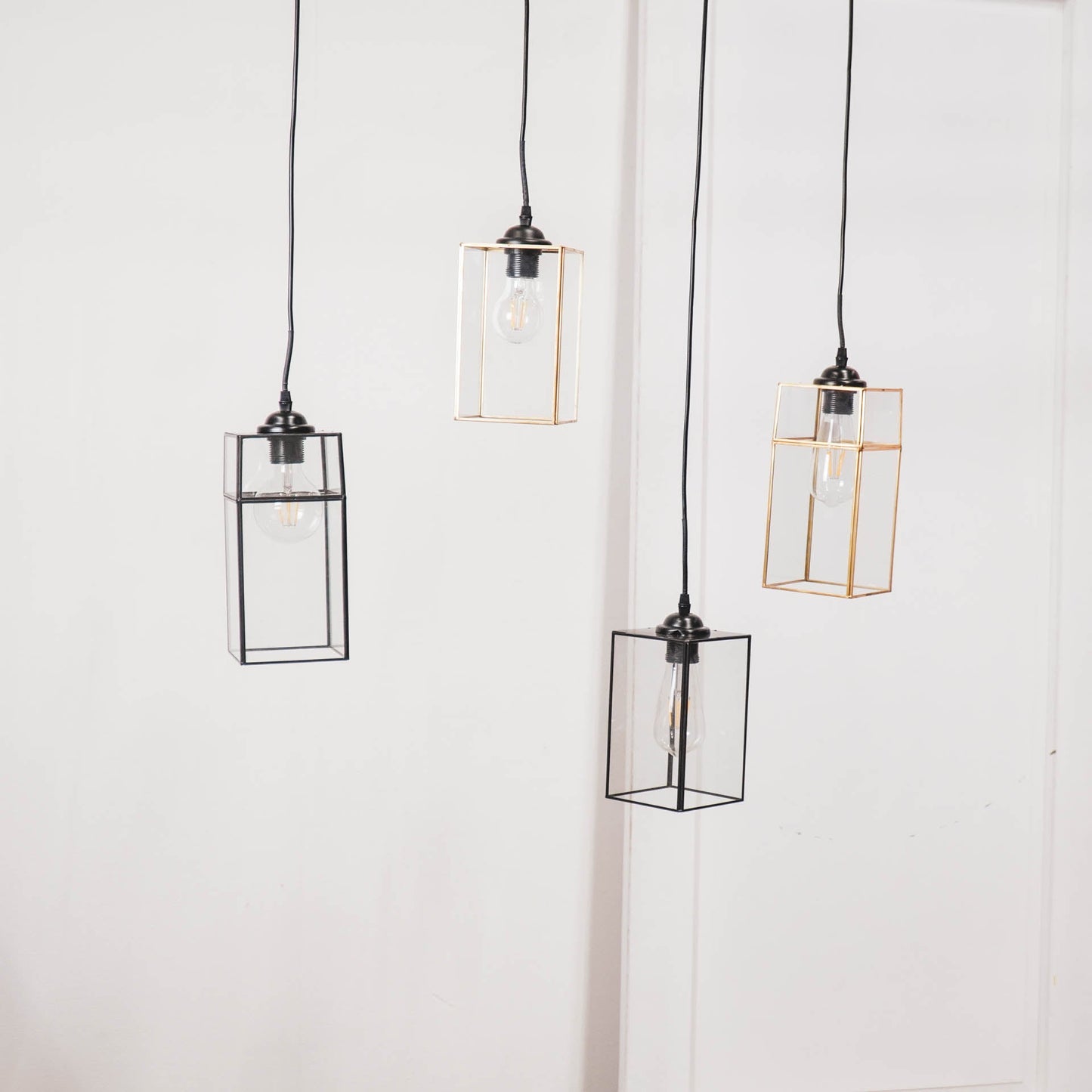 Hanglamp - Metaal/Glas - Zwart - 12x12x25cm