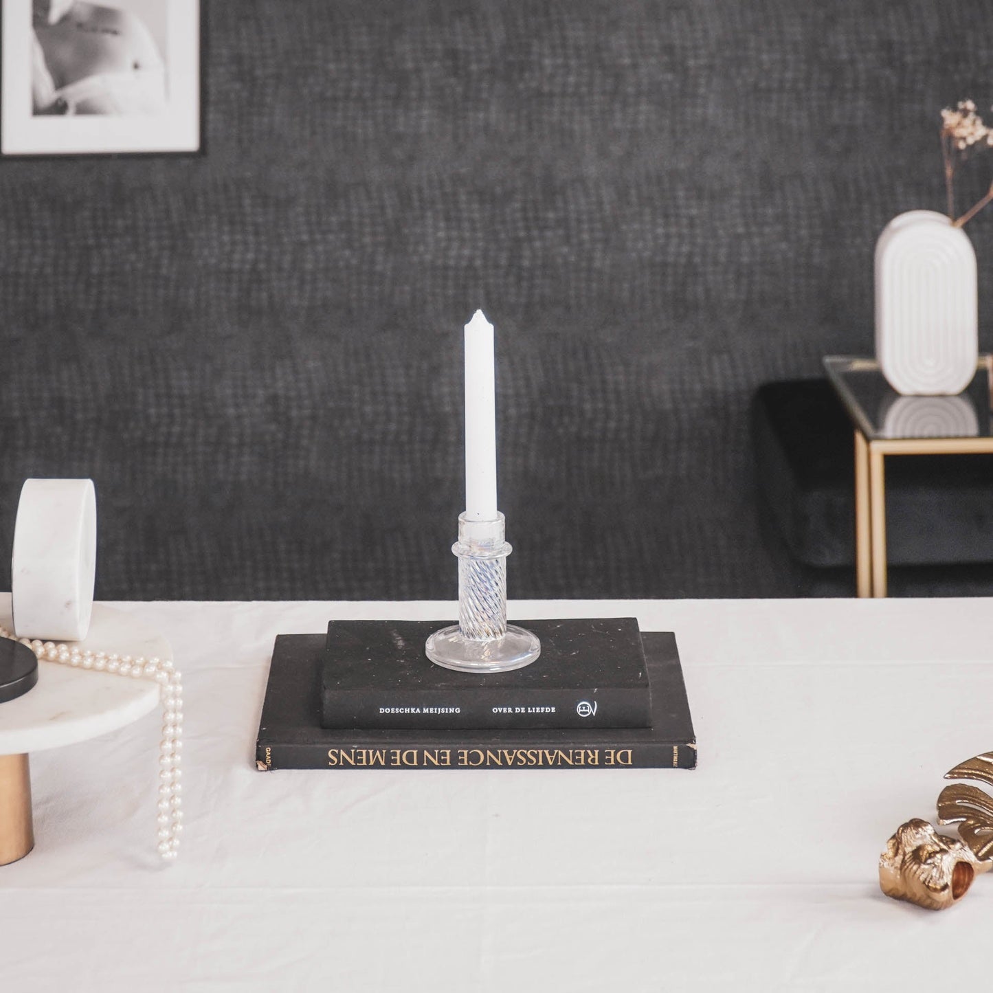 Kaarshouder- Kandelaar - Glas - Regenboog - 8x10 cm