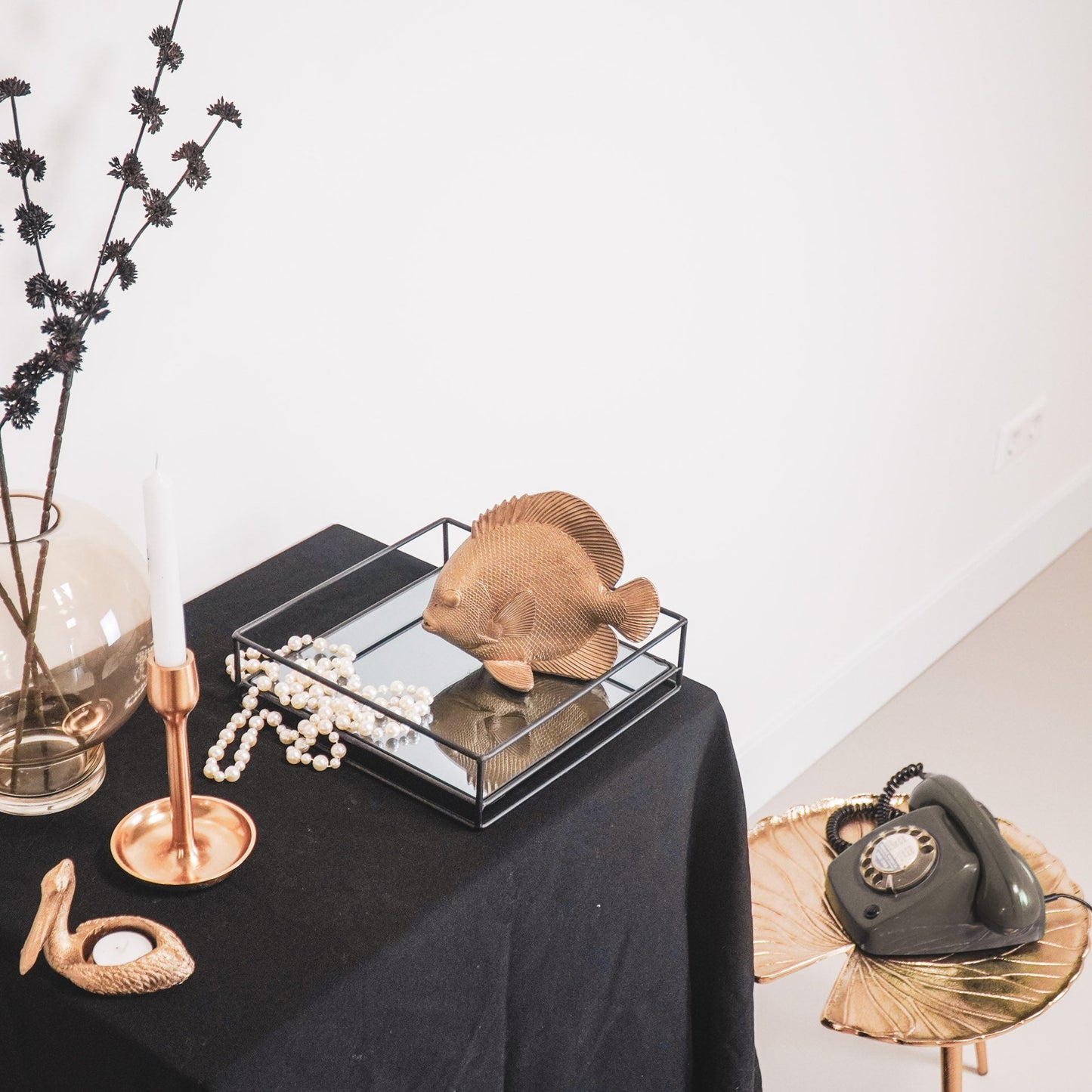 Ornament - Platvis - Polyresin - Goud - 19,5x10,5x16cm