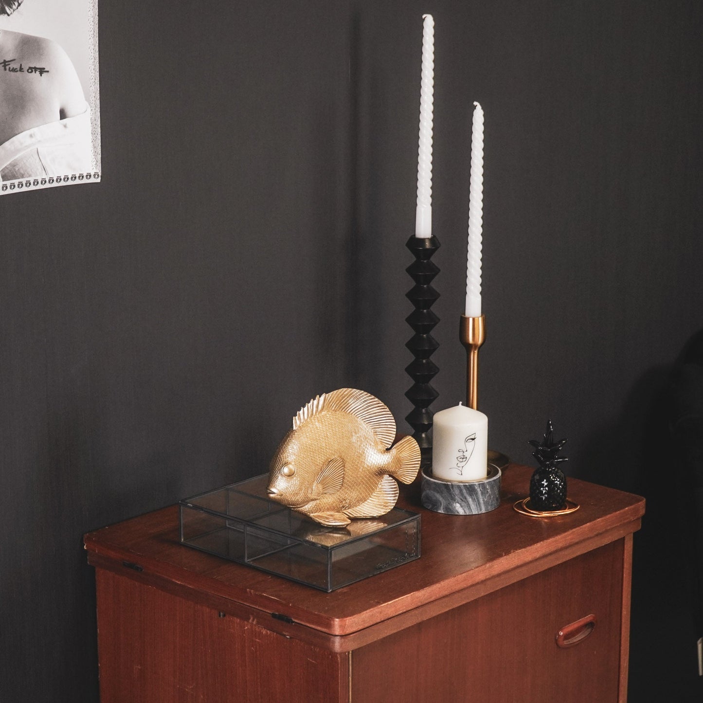 Ornament - Platvis - Polyresin - Goud - 19,5x10,5x16cm