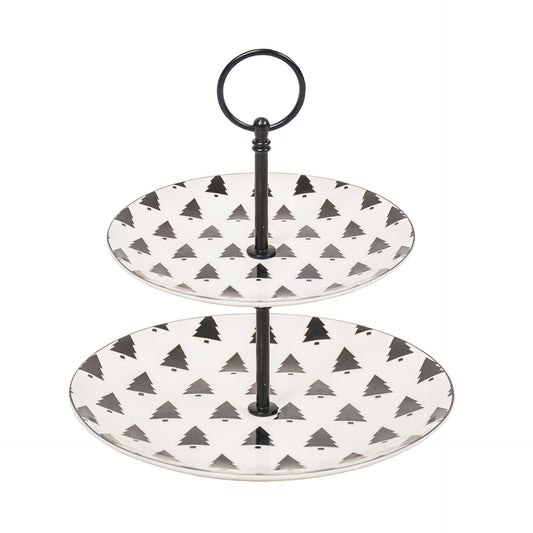 Etagère - Kerstboom - 2 lagen - Newbone China - 28x23cm