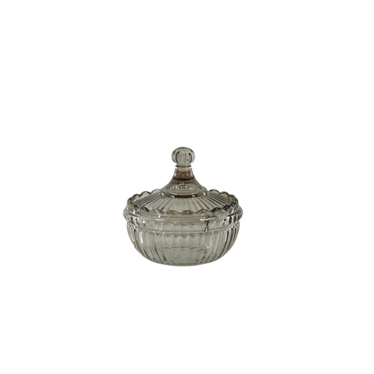 Sierpotje- Opbergpotje met deksel - Glas- Rookglas - 9,5x9,5cm