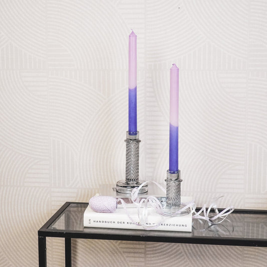 Kaarshouder- Kandelaar - Glas - Grijs - 8x15 cm