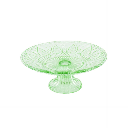 Servies- Taartplateau - Glas- Groen- 22,5x8 cm