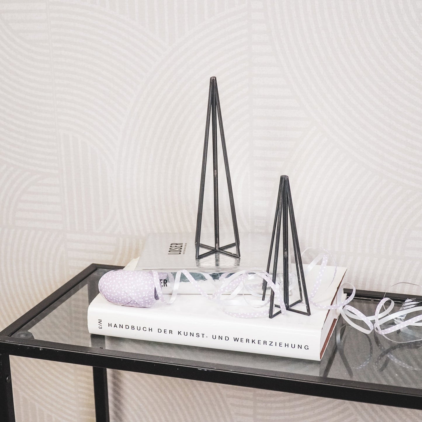 Kerstboom - Glas/ Metaal - Zwart - 5,5x20cm