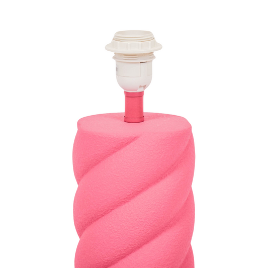 Tafellamp -  Gedraaide Spek - Keramiek - Neon Roze - 12x12x28cm