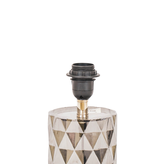 Tafellamp - Glazen Ruitjes Voet - Rookglas - 12x12x20cm