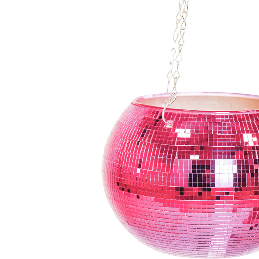 Hangende Vaas - Disco - Glas - Roze - 25x25x25cm