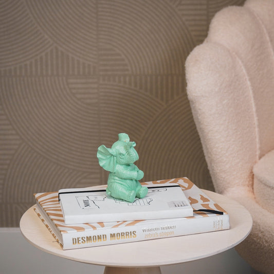 Ornament - Olifant - Polyresin - Mintgroen - 7x7x11cm