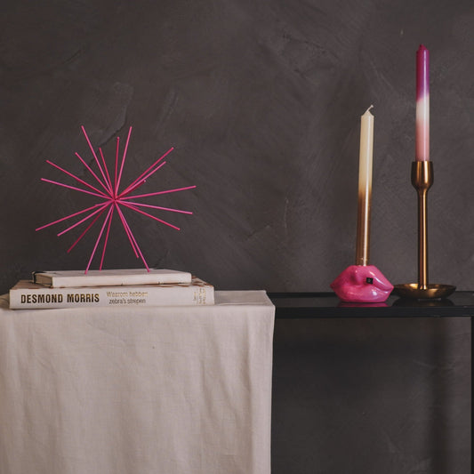 Ornament - Vuurwerk - Metaal -  Neon Roze - 15x15x15cm