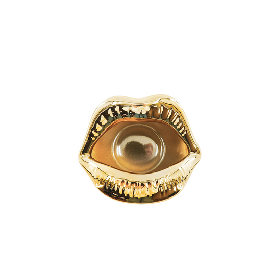 Pot - Lip - Porselein - Goud -12,5x11x7,5cm