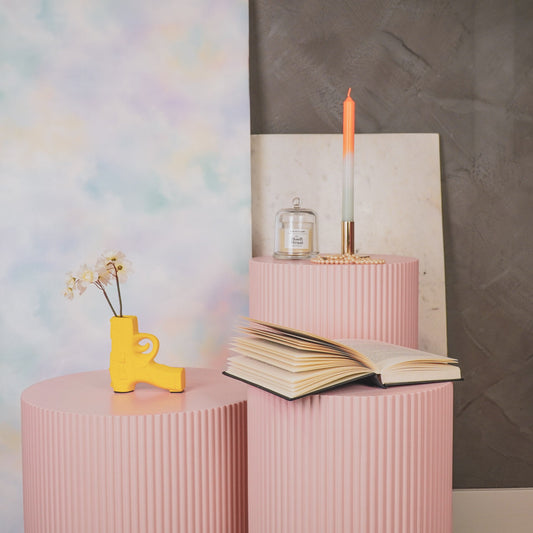 Kaarsen - Dipdye Dinerkaars- Neon Oranje/Wit/Mintgroen - S4 - 2,1x25 cm