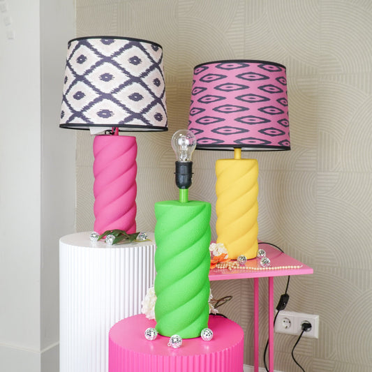 Tafel lamp - Gedraaide Spek- Keramiek- Fluor Groen - E27- 12x12x28cm