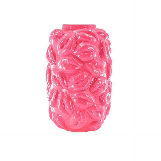 Vaas - Bloemenvaas Lippen - Keramiek - Fluor Roze -  17x17x27cm