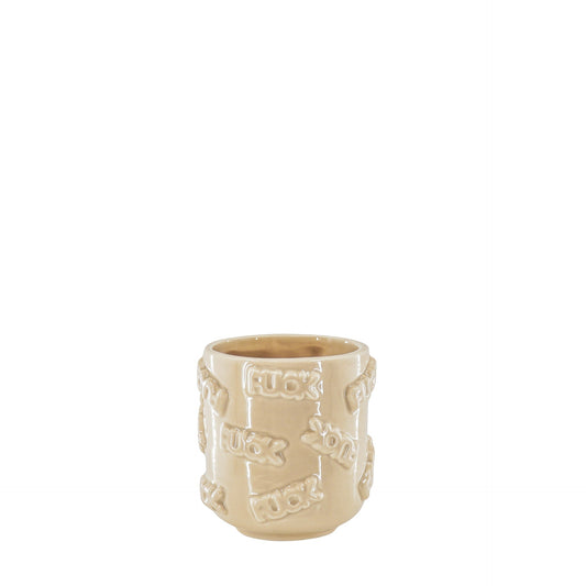 Pot - Planten Pot  'FUCK' - Keramiek - Zand  - 11x11x11,5cm
