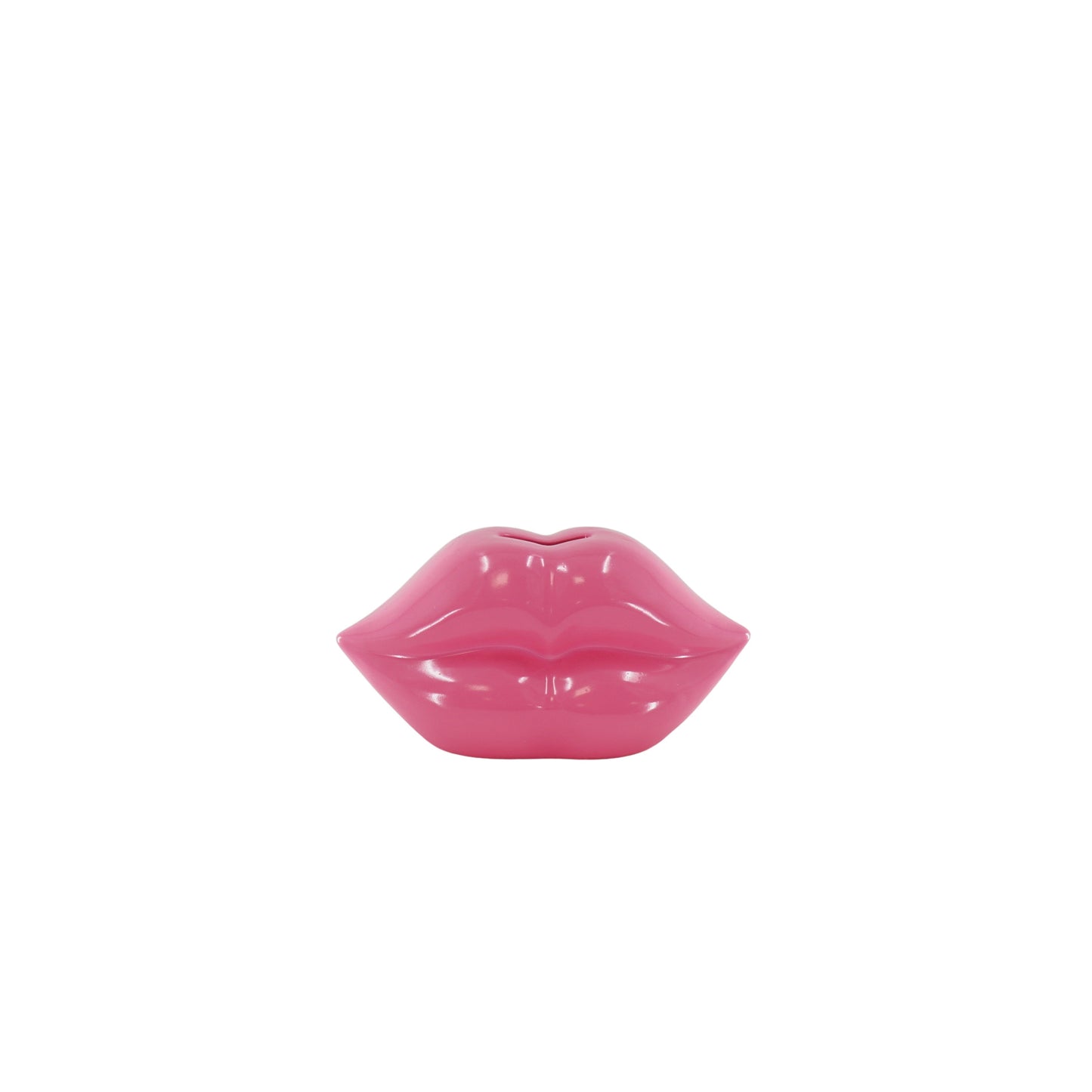 Ornament- Spaarpot Lippen - Keramiek- Fluor Roze -15x8x8cm