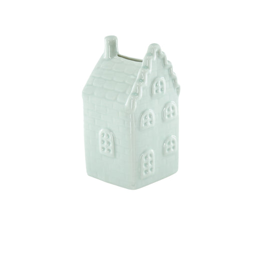 Ornament- Spaarpot Huis - Keramiek-Mintgroen 7x7x13cm