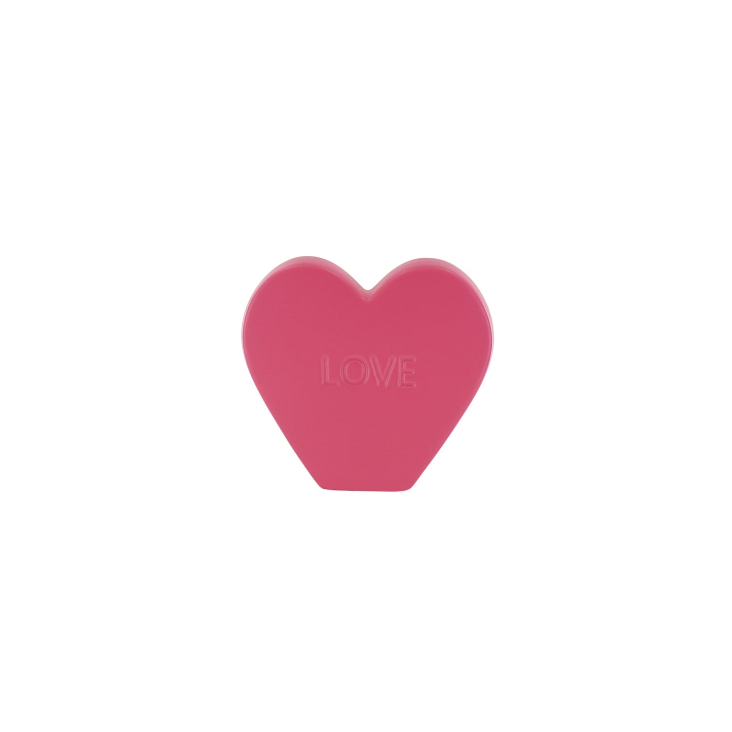 Ornament- Snoephart Beeldje 'LOVE'- Keramiek- Fluor Roze- 13x4x11,5cm