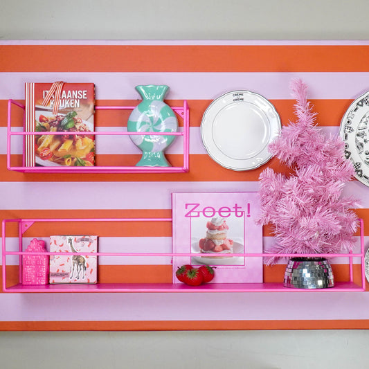 Wandplanken - Metaal - Neon Roze - Set van 2 - 40x14x16 en 80x14x16cm