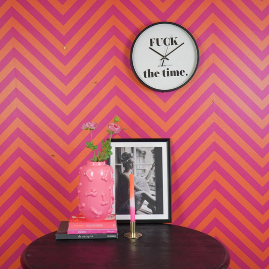 Klok - Wandklok - 'FUCK the time' - Zwart/Wit - 34x34x4 cm