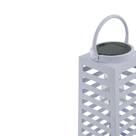 Lamp- Lantaarn/ Windlicht - Solar - Metaal - Lila - 14x14x32,5cm