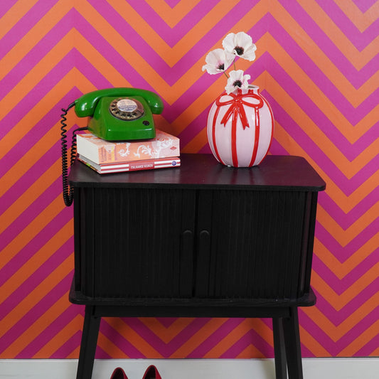 Vaas - Bloemenvaas Strik - Dolomiet - Licht Roze/Rood - 17x17x17,5cm