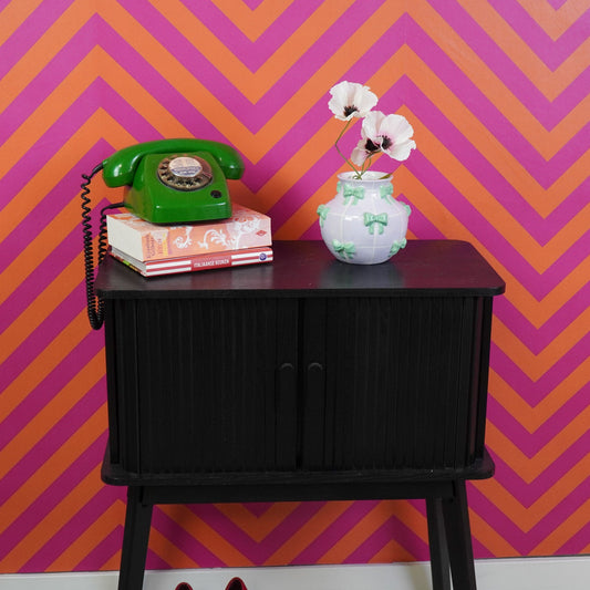 Vaas - Flesvaas Strikjes Dolomiet Lila/Mintgroen - 14,5x14,5x13cm