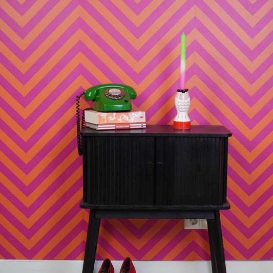 Kaarshouder-Kandelaar - Vis - Dolomiet - Rood/Wit/Roze - 7x7x16,5cm