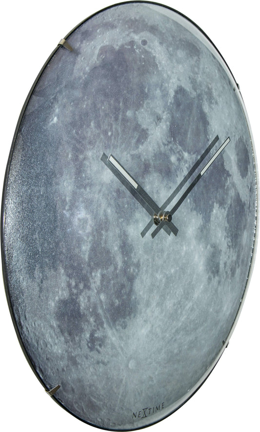 Wall clock -  35 cm  - Dome Glass - Glow-in-the-dark-  'Blue Moon dome'