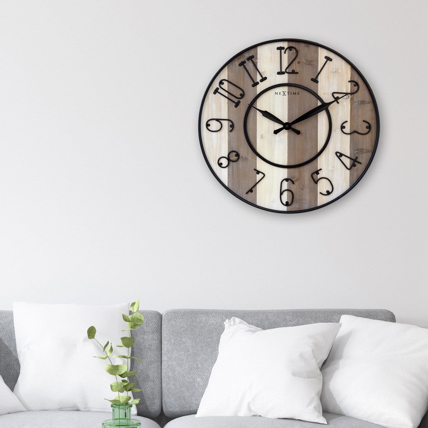 Large Wall Clock - 50cm - Silent - Wood Metal - "Oxford"