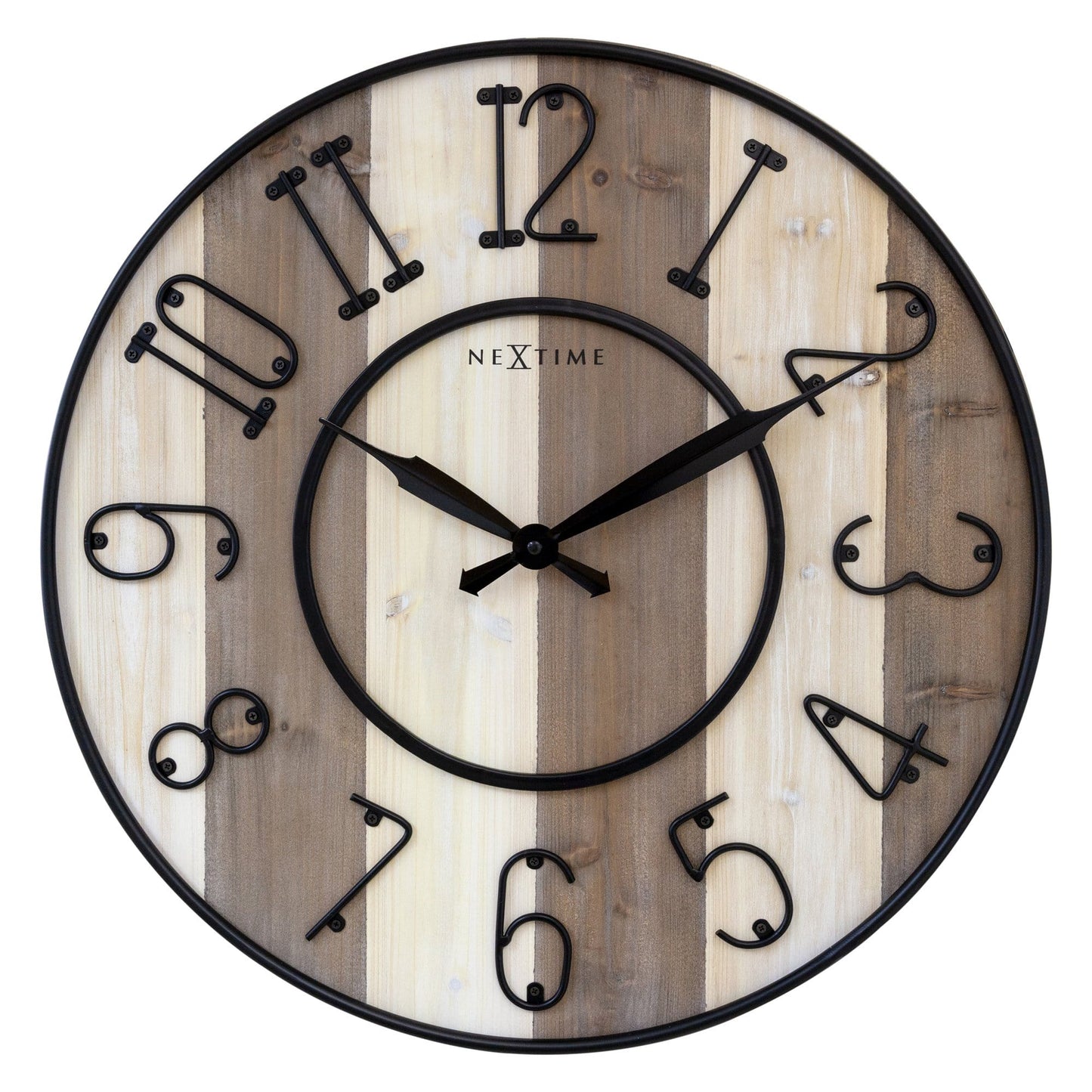 Large Wall Clock - 50cm - Silent - Wood Metal - "Oxford"