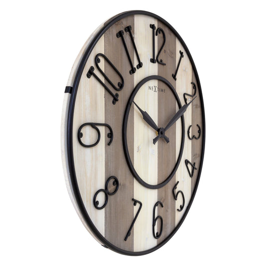 Large Wall Clock - 50cm - Silent - Wood  Metal - "Oxford"