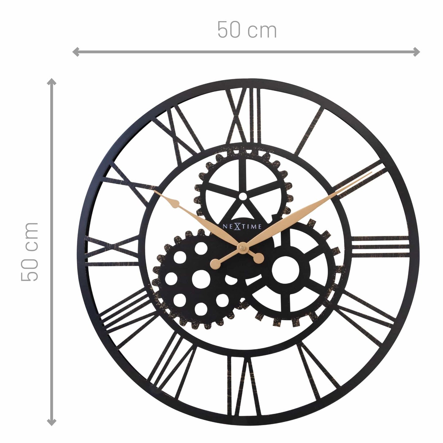 Roman Wall Clock - 50cm - Silent - Large - Metal - "Birmingham"