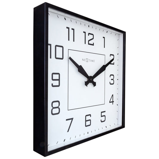 Wall clock 35x35cm - Silent - Arabic - Metal - "Be Square"