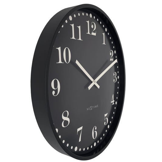 Wall clock 50cm-Silent-Black/White-Plastic-NeXtime 'Dickens Large'