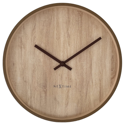 Wall clock 30cm-Silent-Dark Brown/Light Brown-Plastic-NeXtime 'Oslo'