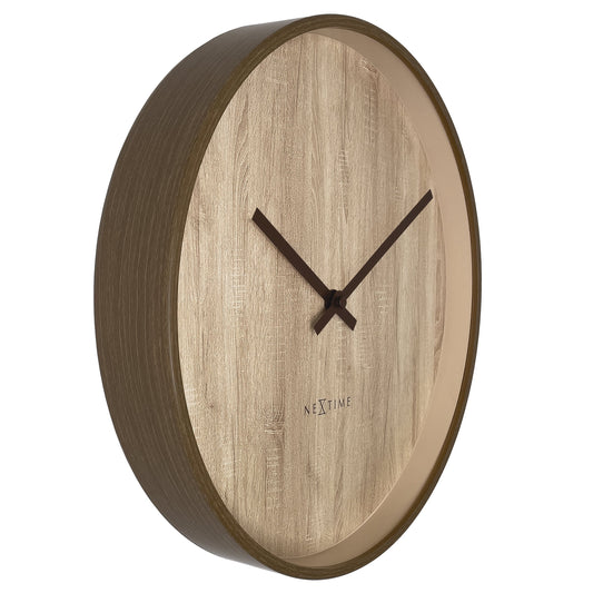Wall clock 30cm-Silent-Dark Brown/Light Brown-Plastic-NeXtime 'Oslo'