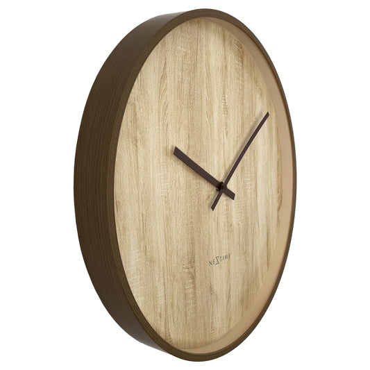 Wall clock 50cm-Silent-Dark Brown/Light Brown-Plastic-NeXtime 'Oslo Large'