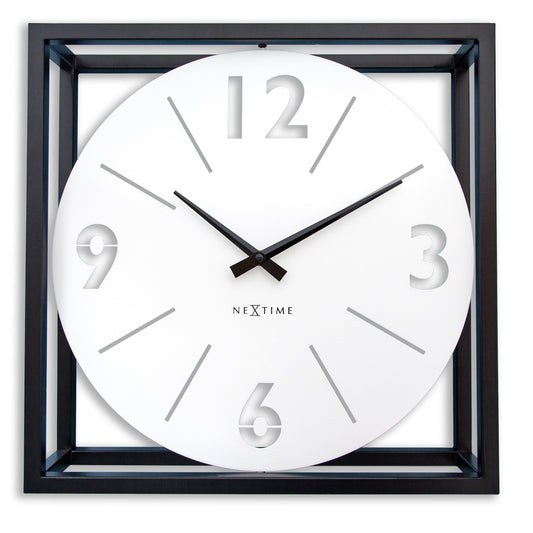 Table / Wall clock 40 x 40 x 9.5 cm - Metal - Black / White - NeXtime 'Time Frame'
