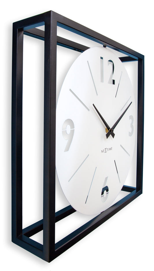 Table / Wall clock 40 x 40 x 9.5 cm - Metal - Black / White - NeXtime 'Time Frame'