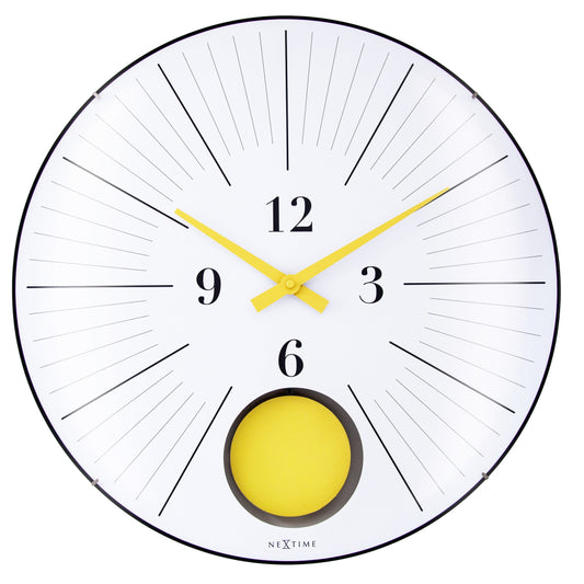 Large Wall Clock 50cm Domed Glass Lens-Silent-Pendulum-NeXtime 'Duomo 50 Pendulum'