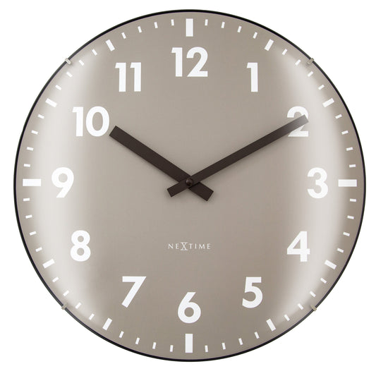 Wall Clock 35cm Domed Glass Lens-Silent-Glass-NeXtime 'Duomo'