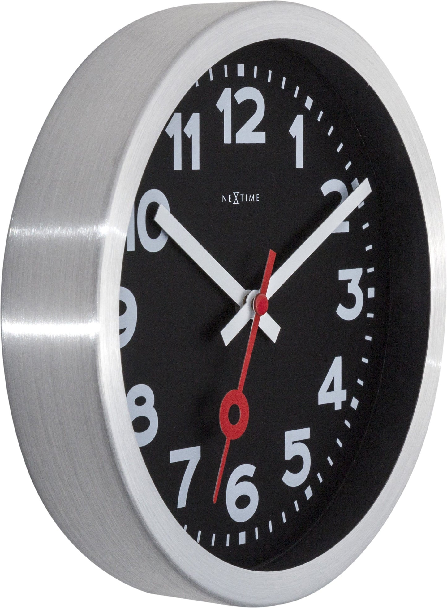 Wall clock/Table clock - Black - Aluminum - 'Station Numbers'