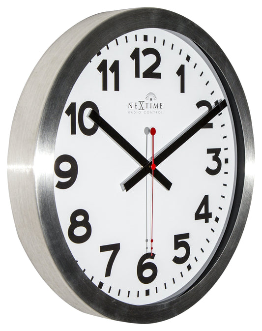 Wall clock -  35 cm  - Aluminum - 'Station Radio Controlled (DCF) Numbers'