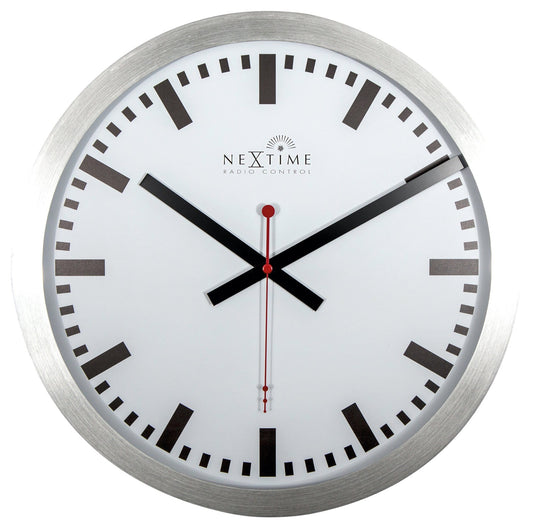Wall clock -  35 cm - Aluminum - 'Station Radio Controlled (DCF) Stripe'