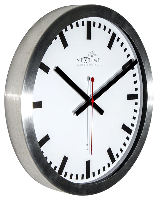Wall clock -  35 cm - Aluminum - 'Station Radio Controlled (DCF) Stripe'
