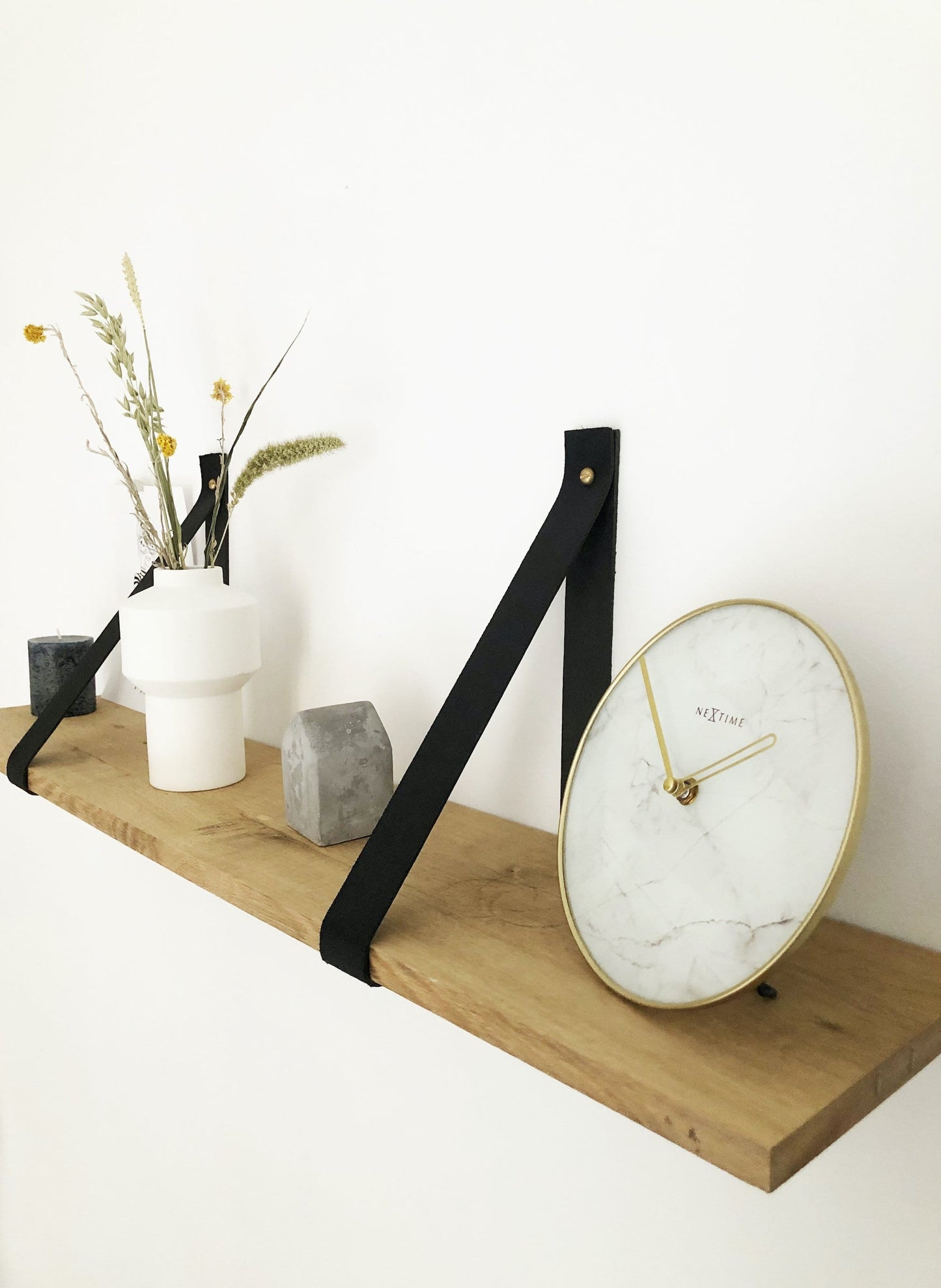 Table / Wall clock - 20 cm - Glass / Metal - 'Marble'