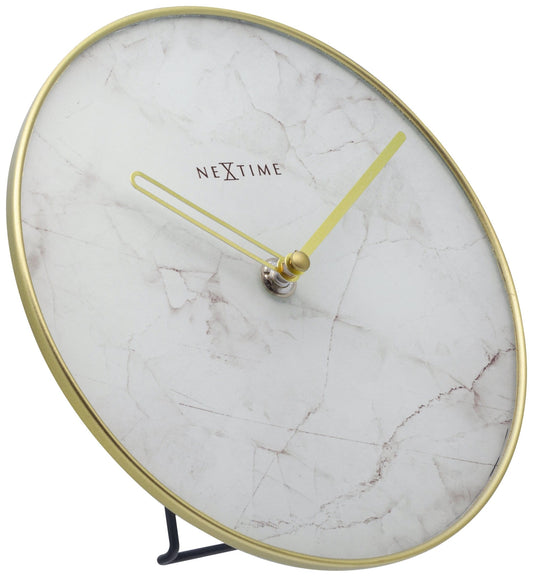 Table / Wall clock -  20 cm - Glass / Metal - 'Marble'