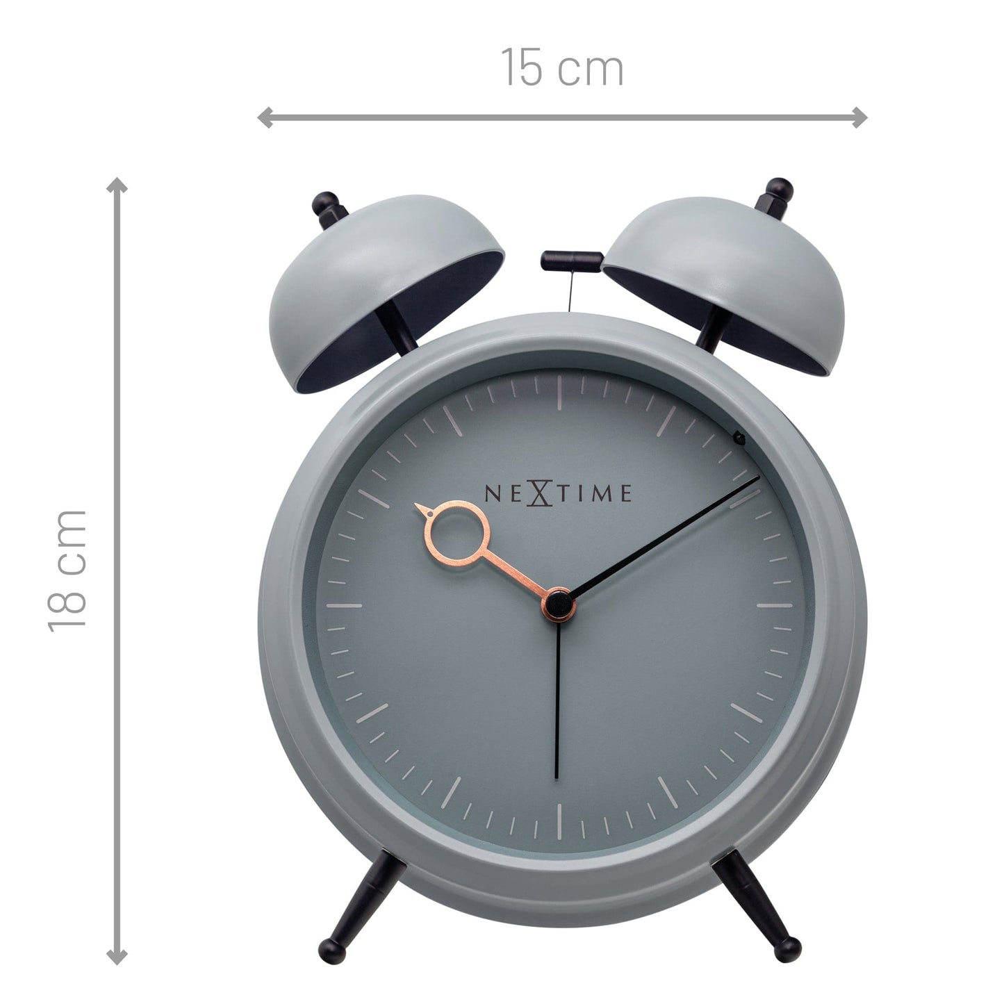 Table Alarm Clock 15x18x7cm - Silent - Light function - Metal "Golden Hour"